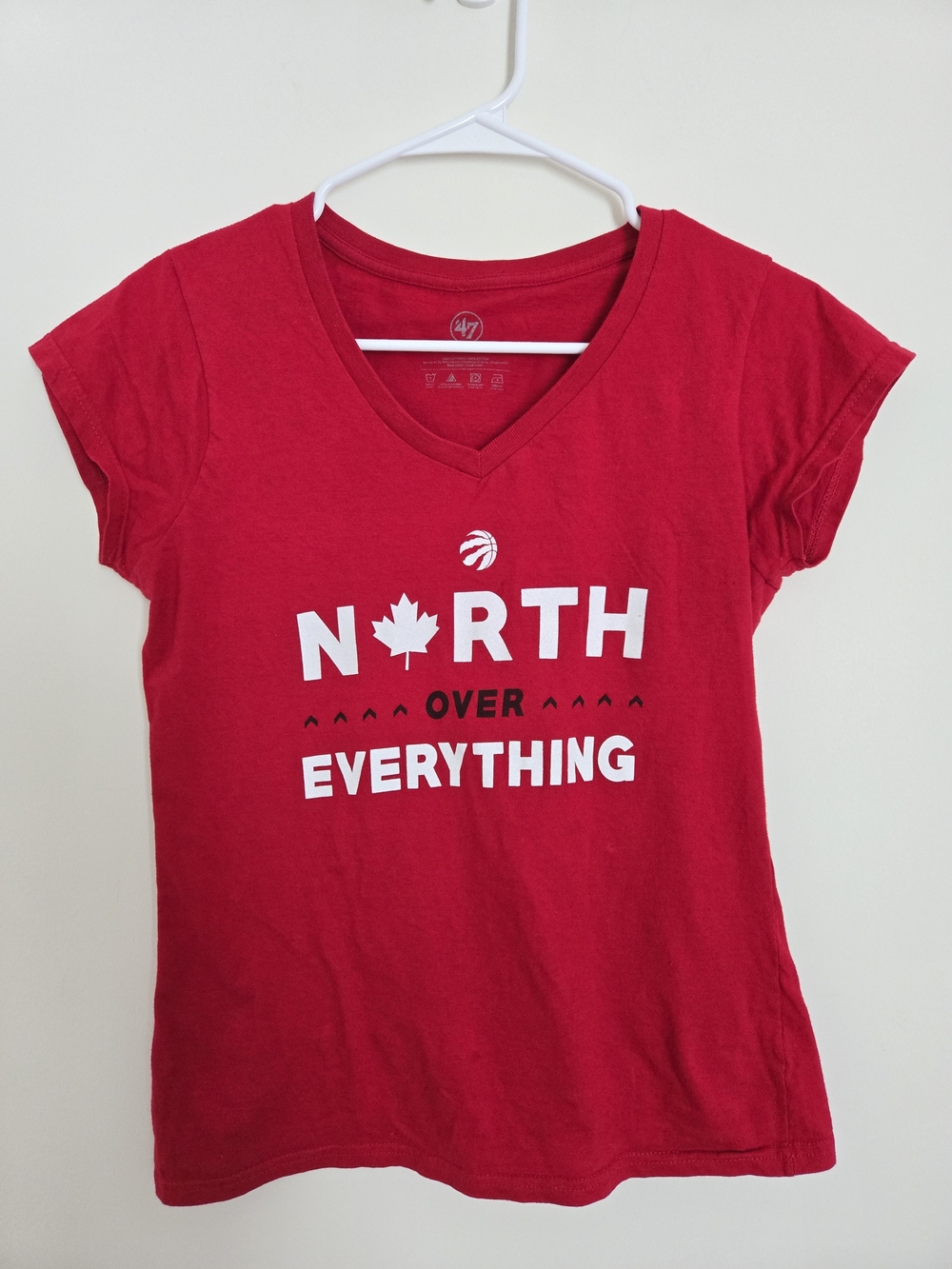47 Women's Red V-Neck 'North Over Everything' Graphic Tee